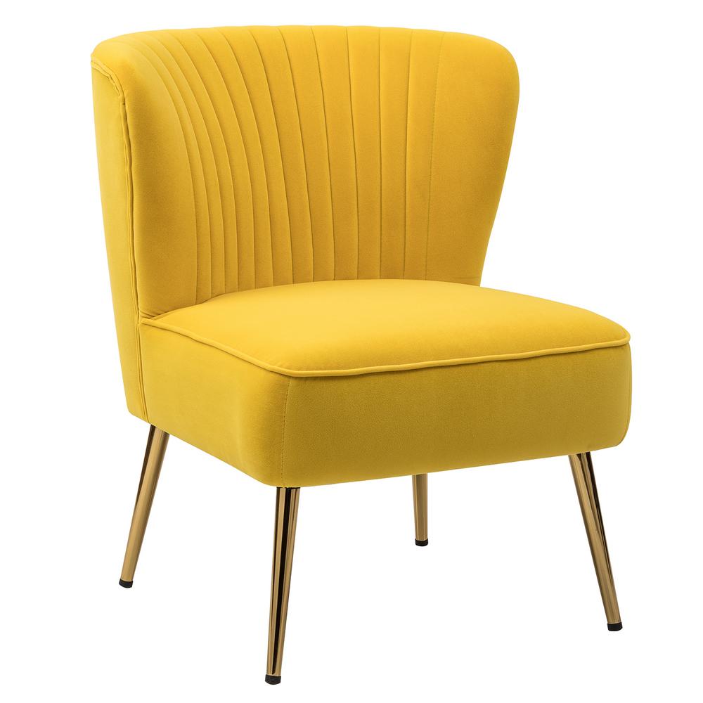 Jayden Creation Monica Yellow Gold Legs Velvet Side Chair Chmjm002 Yellow The Home Depot
