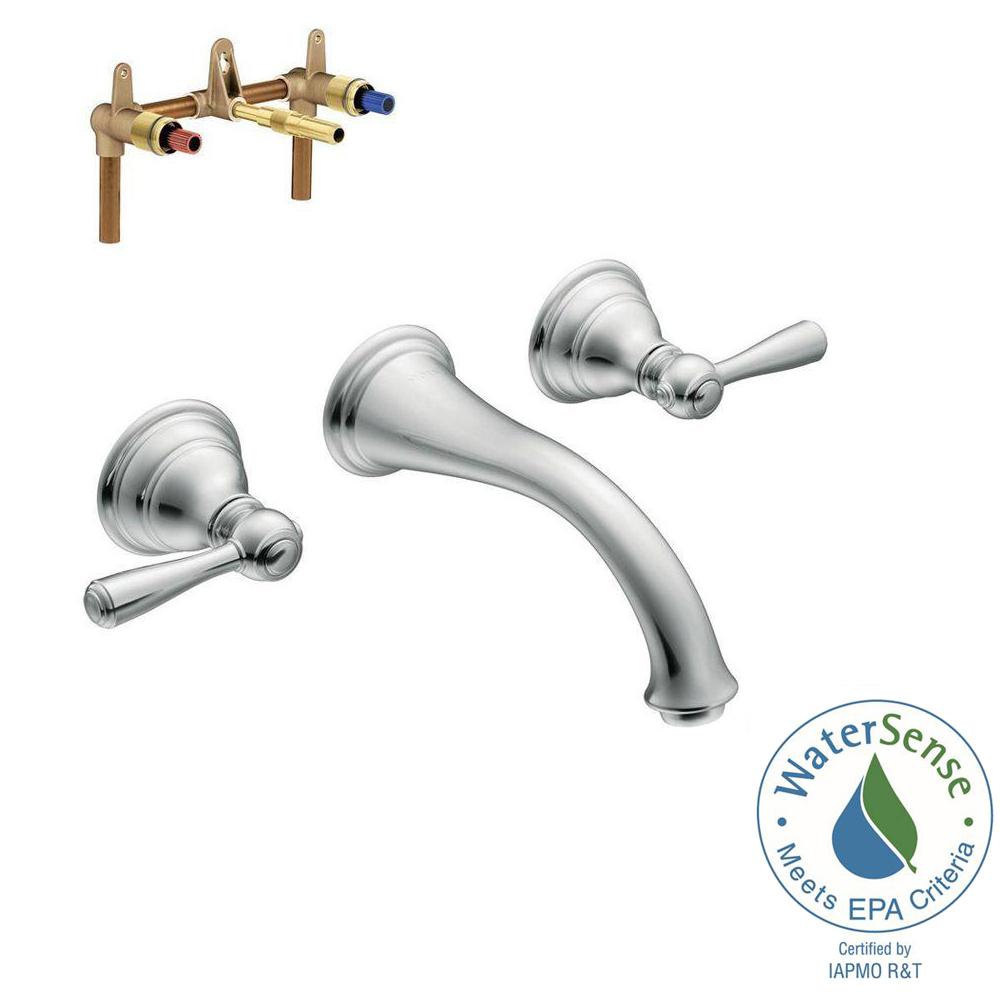 MOEN Kingsley Wall Mount 2-Handle Low-Arc Bathroom Faucet ...