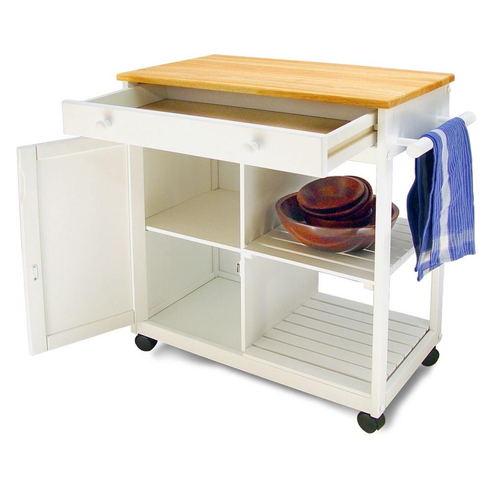 Catskill Craftsmen Cottage White Kitchen Cart With Storage 80030
