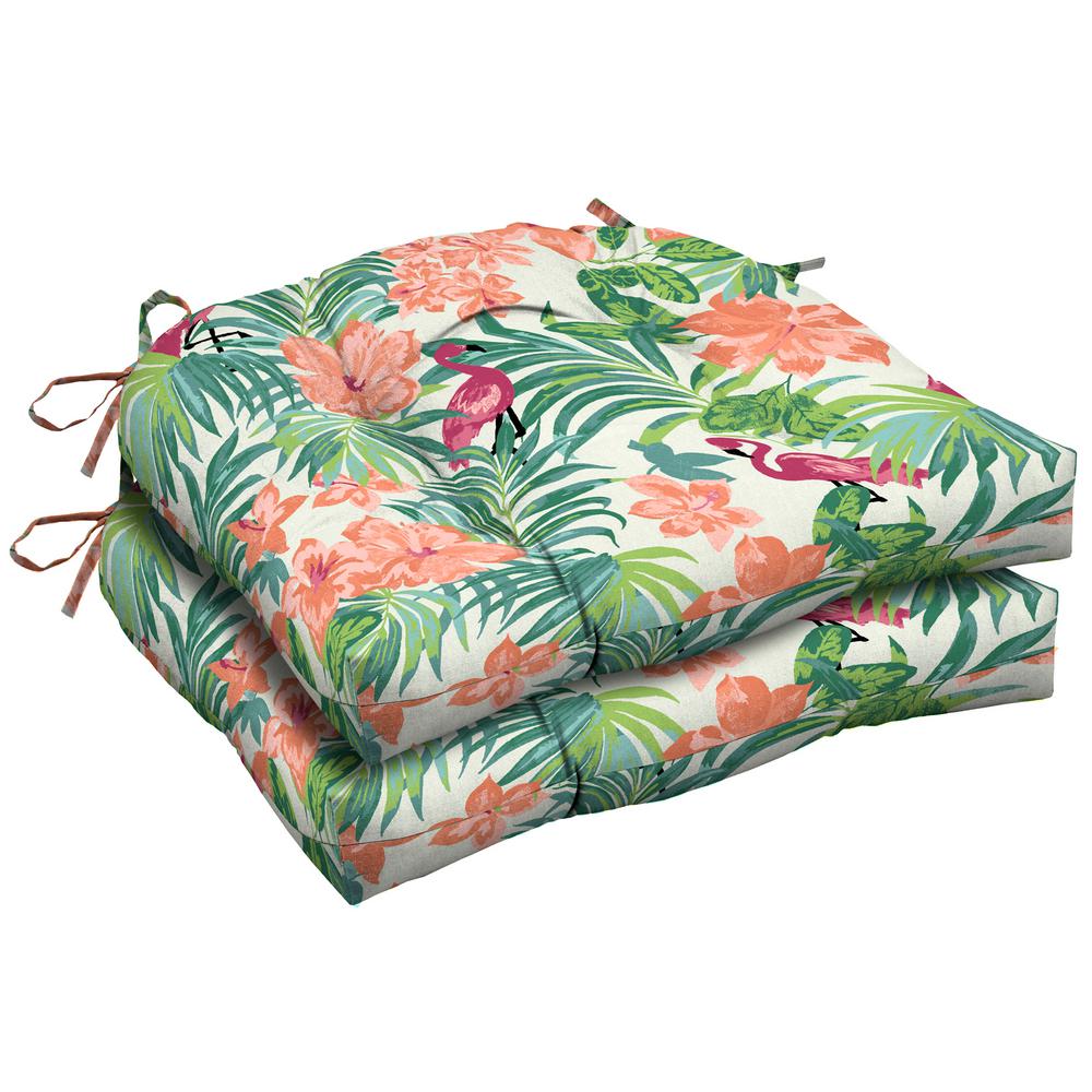 Arden Selections 20 X 18 Luau Flamingo Tropical Tufted Outdoor Seat Arden Selections 20 X 18 Luau Flamingo Tropical Tufted Outdoor Seat Cushion 2 Pack