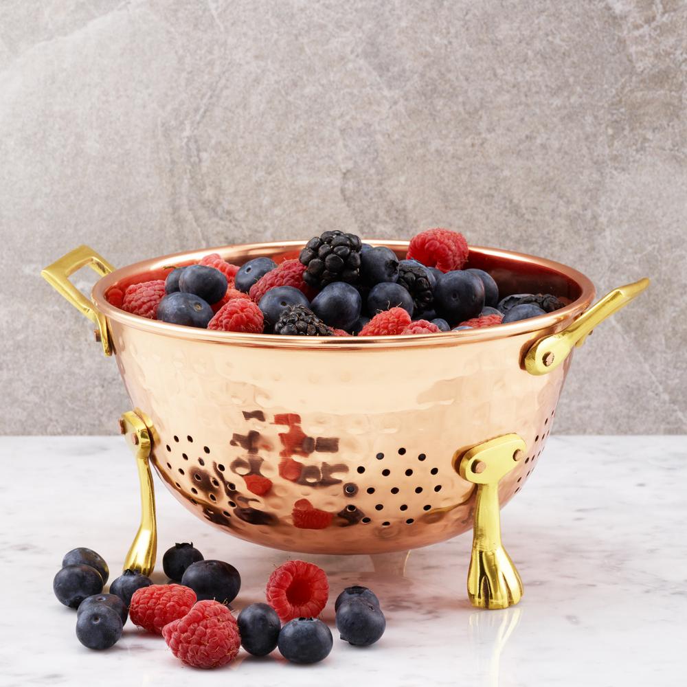 Copper plated stainless steel berry colander