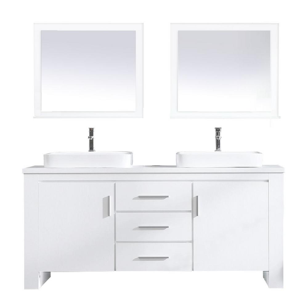 Design Element Washington 72 in. W x 22 in. D Bath Vanity in White with Veneer Vanity Top in 