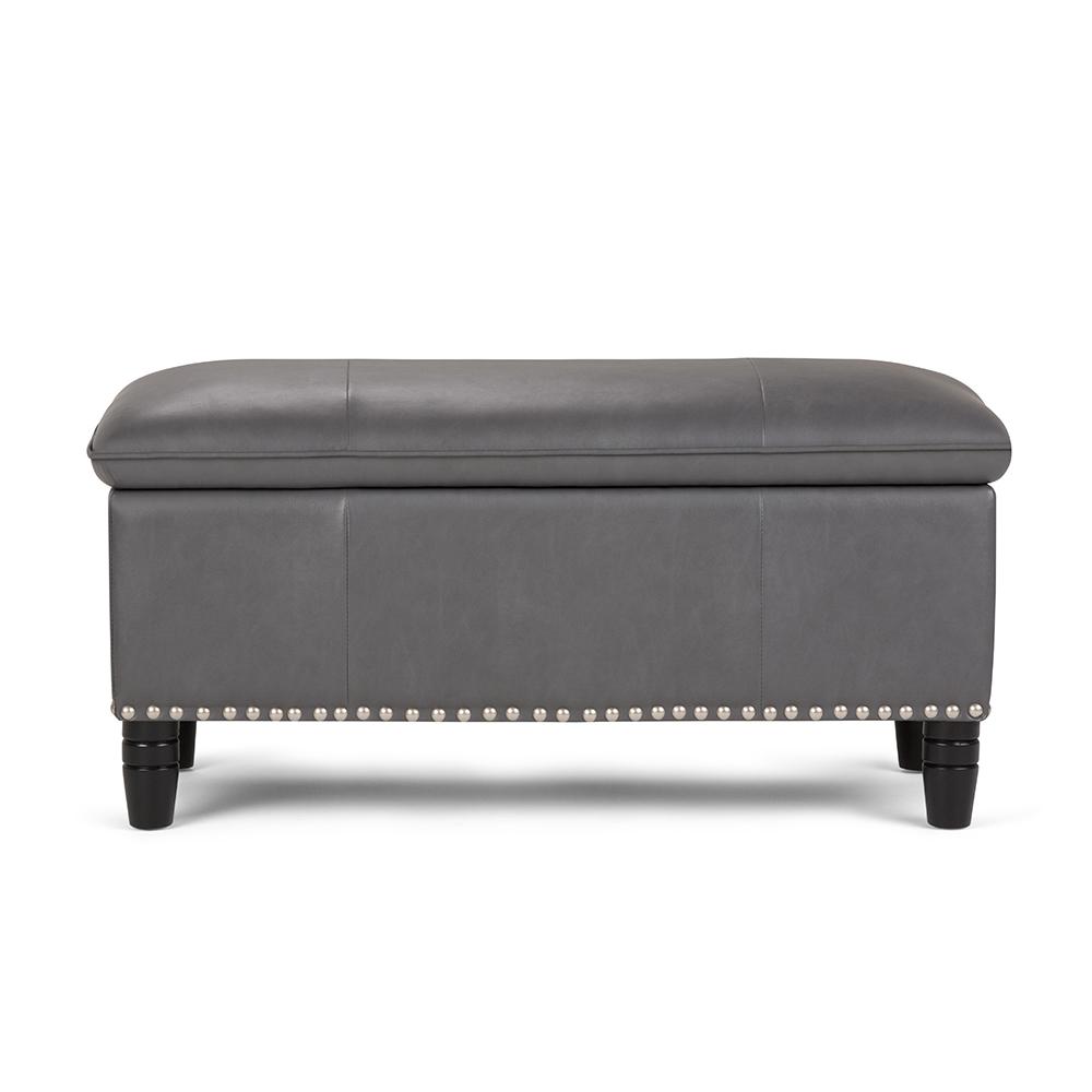 Simpli Home Emily Stone Grey Pillow Top Storage Ottoman Bench3AXCOT247G The Home Depot