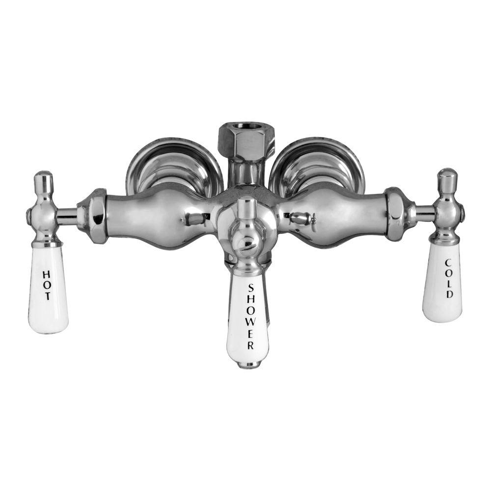 Barclay Products Porcelain Lever 3 Handle Claw Foot Tub Faucet With   Polished Chrome Barclay Products Claw Foot Tub Faucets 4072 Pl Cp 64 1000 