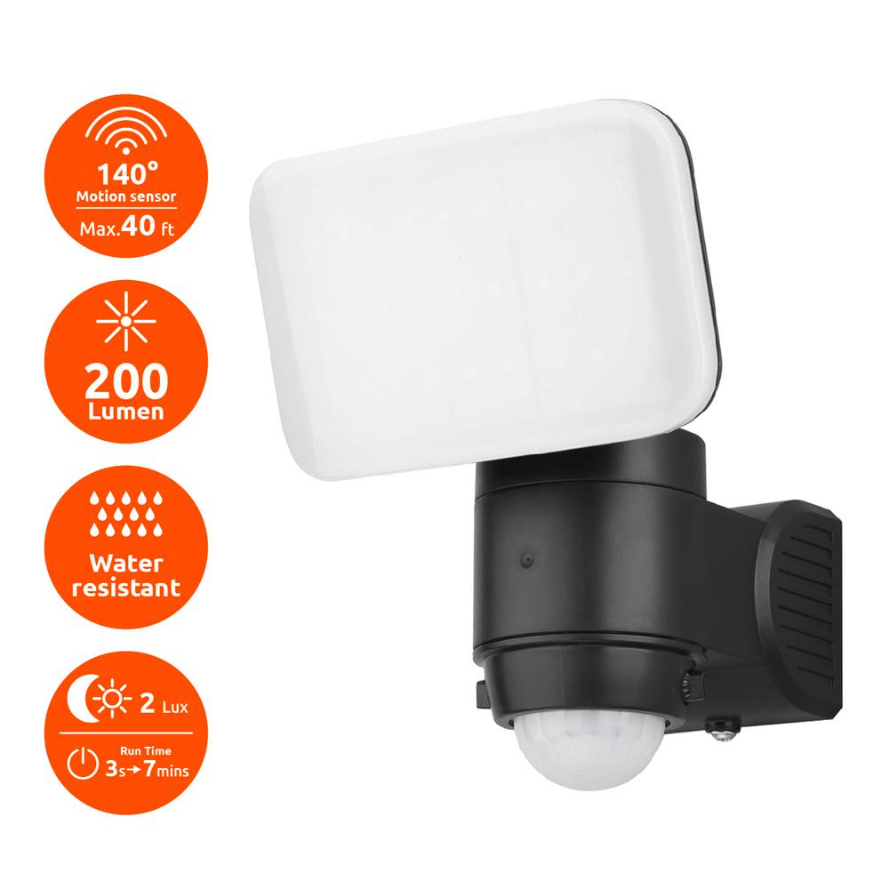 Timer Black Integrated Led Landscape Lighting Outdoor Black 200 Lumen Motion Activated Outdoor Integrated Led 6500k Battery Powered Landscape Flood Light