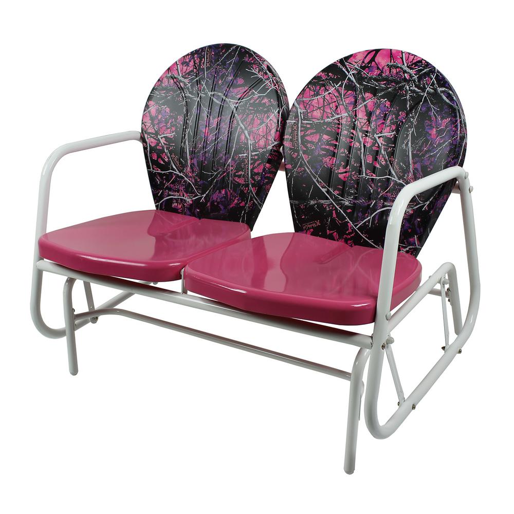 MUDDY GIRL Pink Camouflage Metal Classic Outdoor Glider by MUDDY GIRL