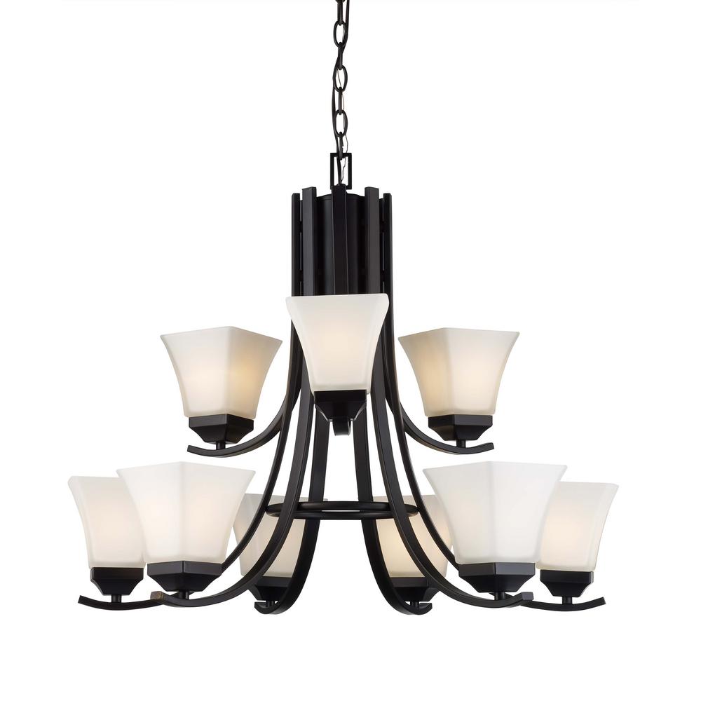 Bel Air Lighting Cameo 9 Light Rubbed Oil Bronze Chandelier With Bel Air Lighting Cameo 9 Light Rubbed Oil Bronze Chandelier With Frosted Shade