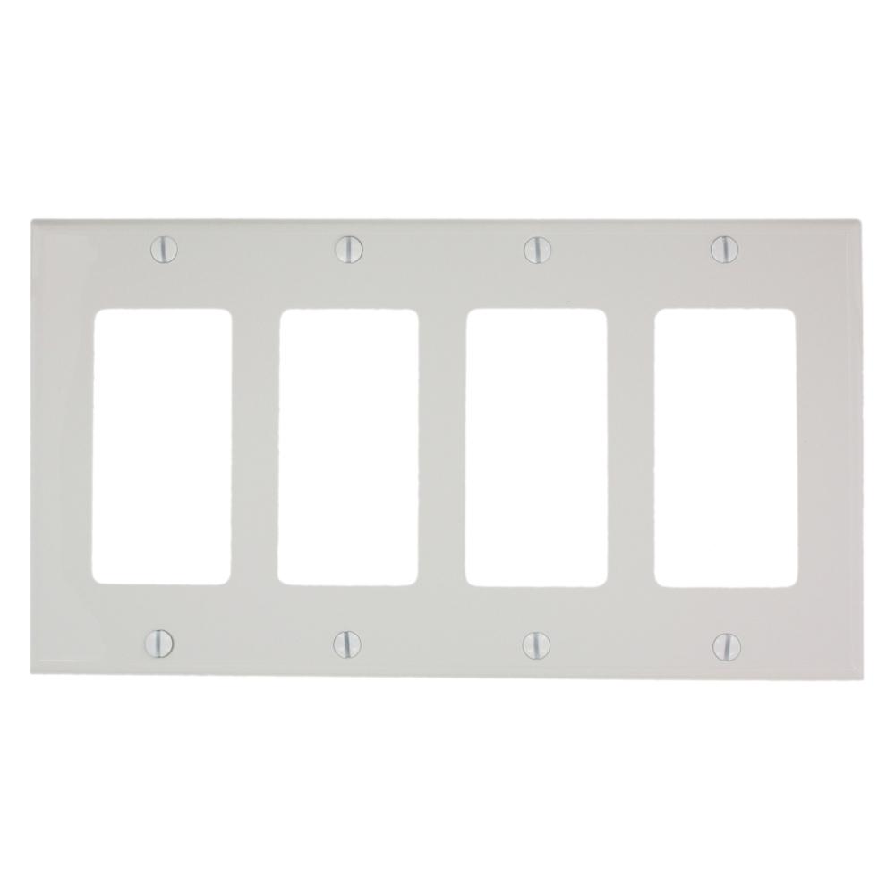 Leviton 4Gang Decora Nylon Wall Plate, White80412NW The Home Depot
