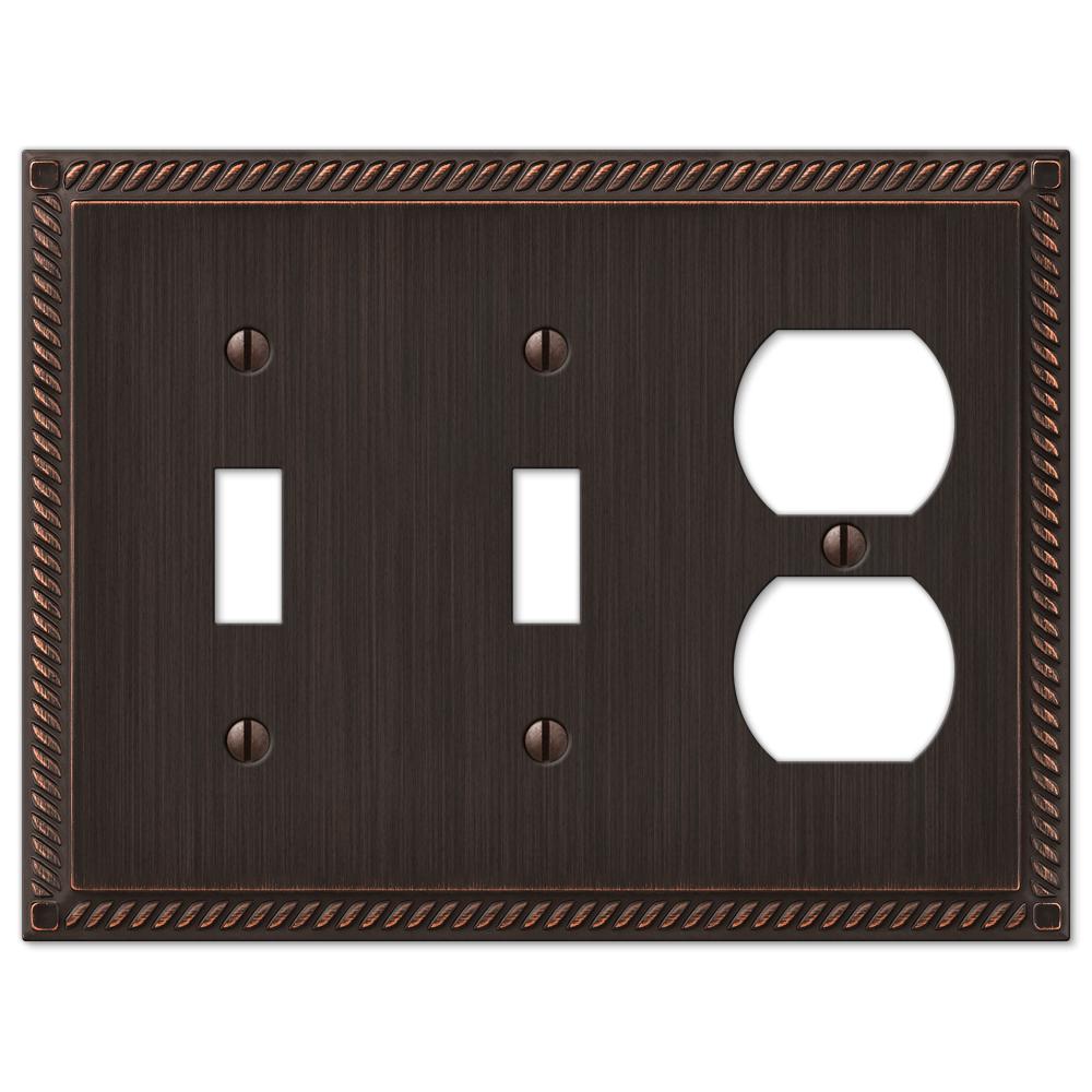 Amerelle English Garden 2 Toggle 1 Decora Wall Plate, Aged Bronze