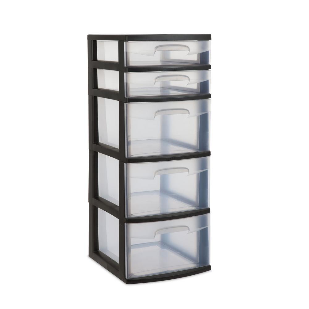 Sterilite 5 Drawer Tower Plastic Space Saving Home Storage