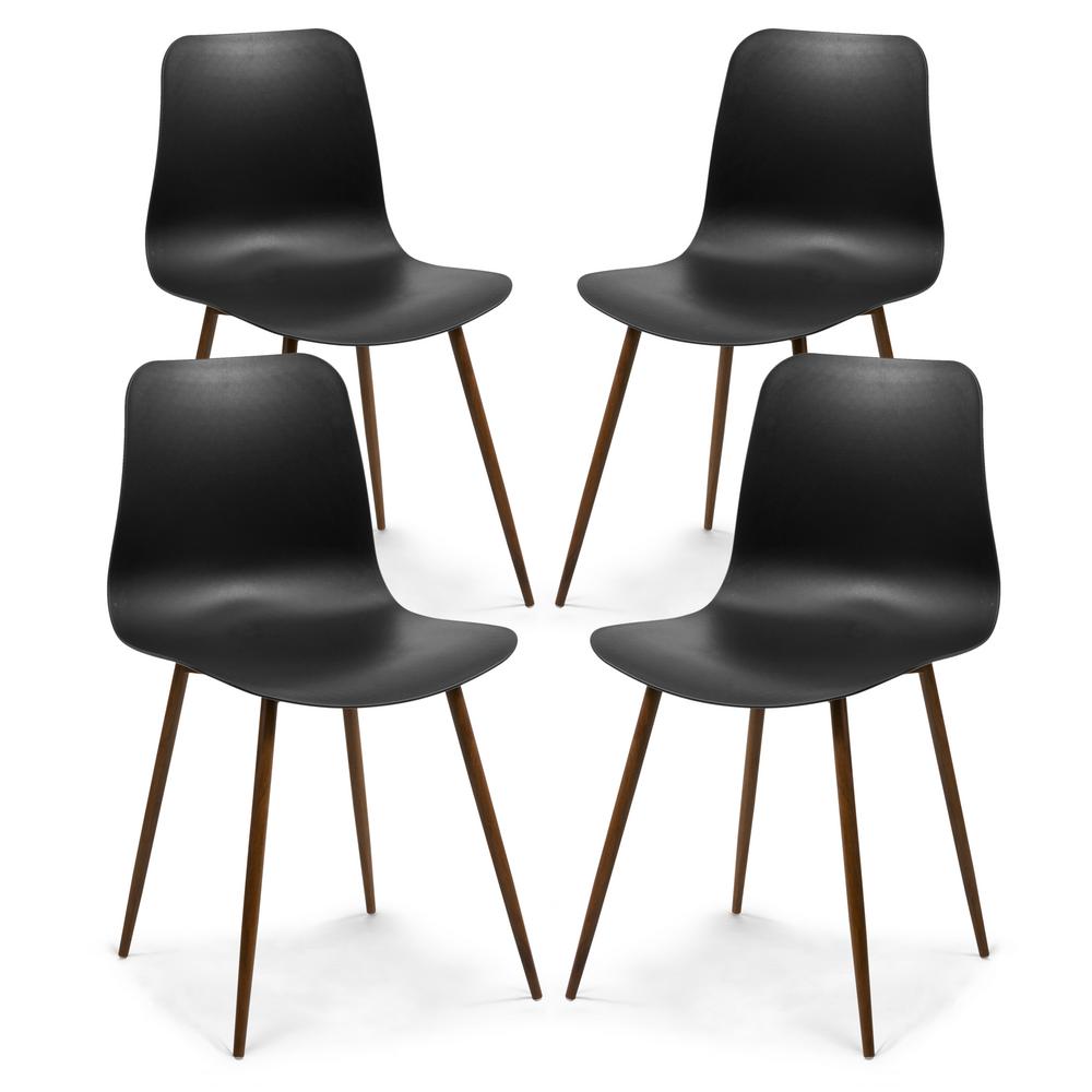 Poly and Bark Petras Black Vegan Leather Chair (Set of 4) HD308BLKX4