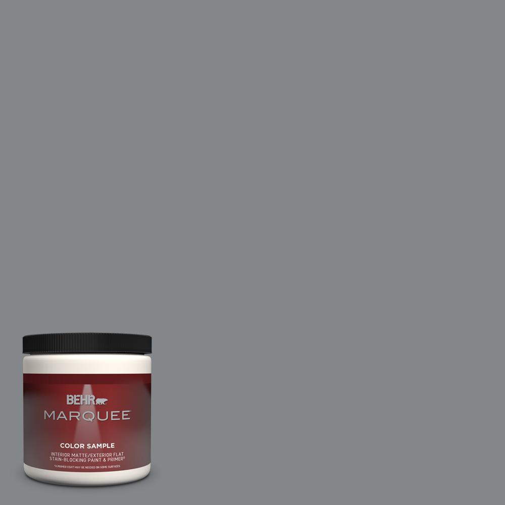 Behr Marquee 8 Oz N500 5 Magnetic Gray Color One Coat Hide Matte Interior Exterior Paint Primer Sample Mq30416 The Home Depot
