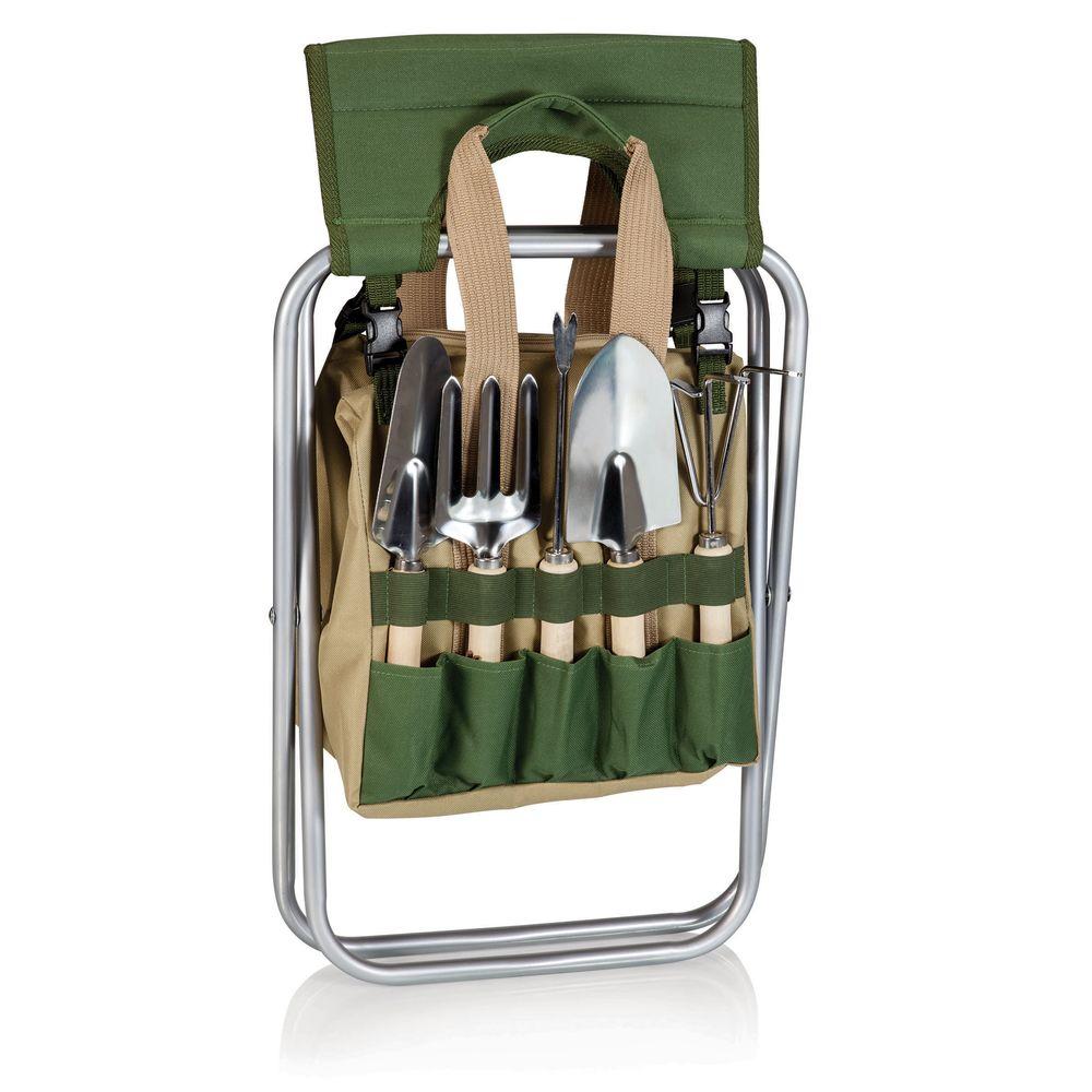 Picnic Time Olive Green And Tan Gardener Folding Seat With Detachable Polyester Storage Tote 542 93 121 000 0 The Home Depot - Folding Garden Chair With Tools Picnic Time Olive Green And Tan Gardener Folding Seat With Detachable Polyester Storage Tote 542 93 121 000 0 The Home Depot - Folding Garden Chair With Tools