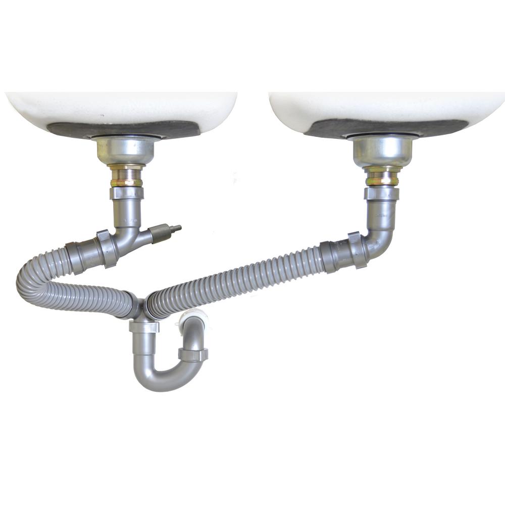 Snappytrap 1 1 2 In All In One Drain Kit For Double Bowl Kitchen