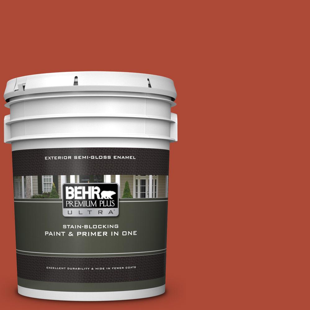 Behr Premium Plus Ultra 5 Gal Mq4 35 Torch Red Semi Gloss Enamel Mq4 35 Torch Red Semi Gloss Enamel Exterior Paint And Primer In One