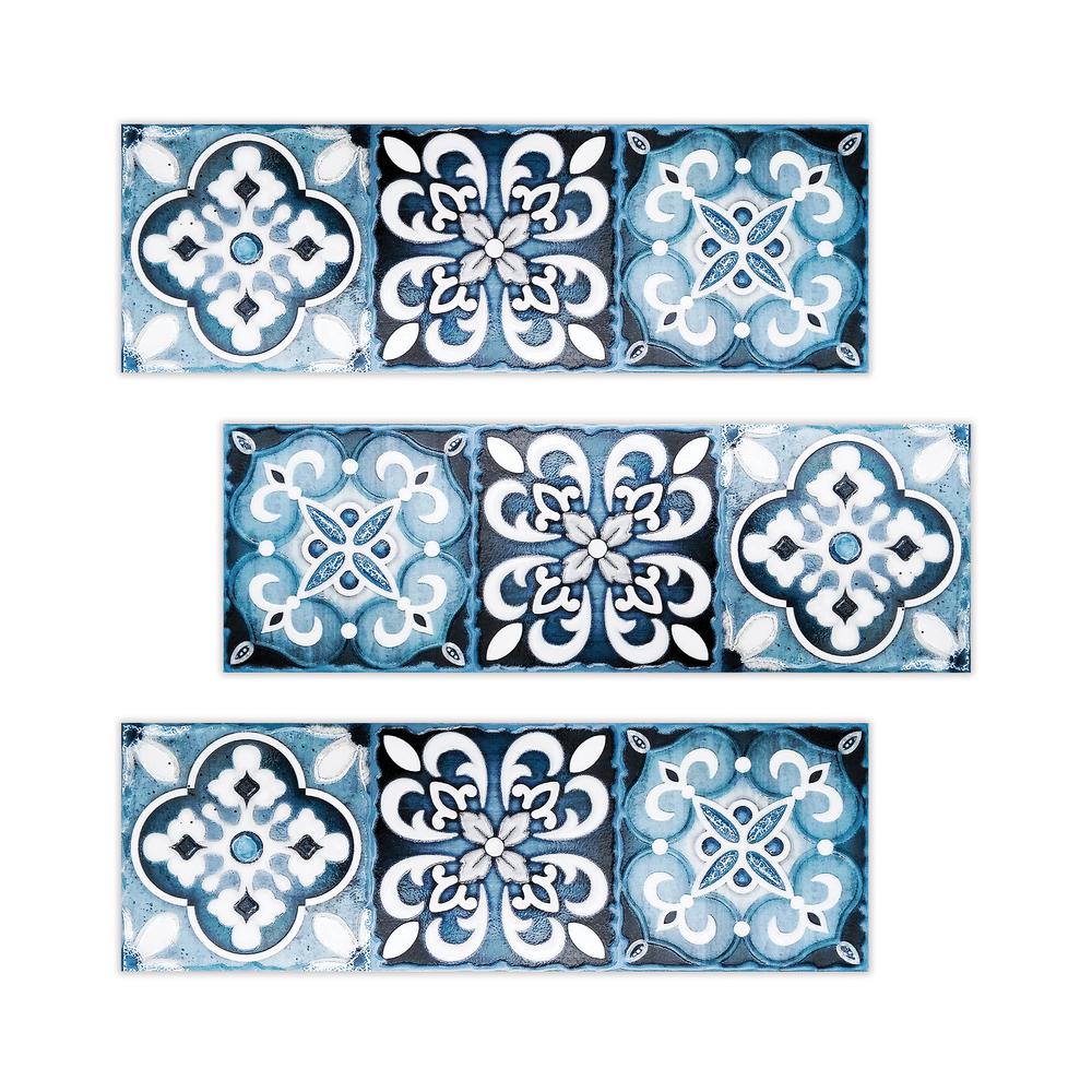 KANTU Topaz 4 in. x 12 in. Blue Ceramic Decorative Listello Wall Tile ...