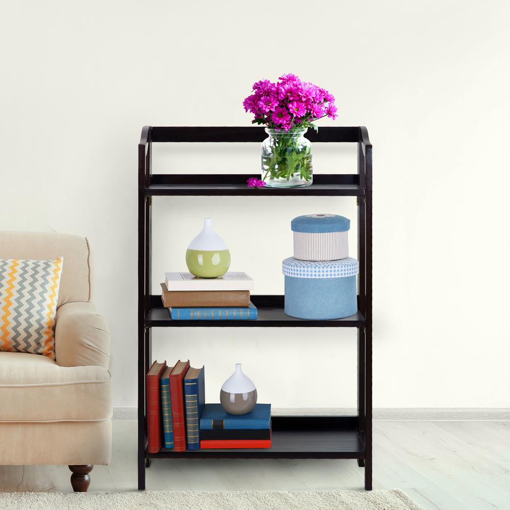 Casual Home Stratford Espresso 3 Shelf Folding Bookcase 337 33 The Casual Home Stratford Espresso 3 Shelf Folding Bookcase