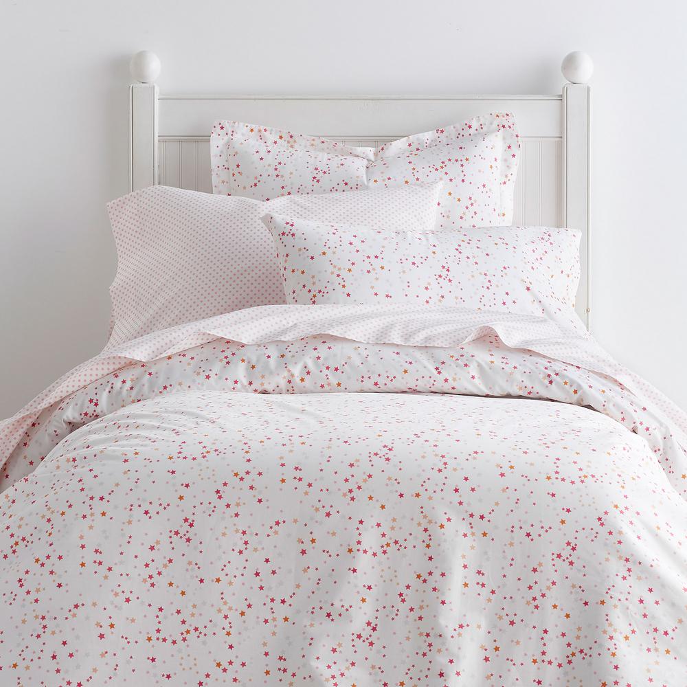 The Company Store Starlight Hot Pink Cotton Percale Full Duvet
