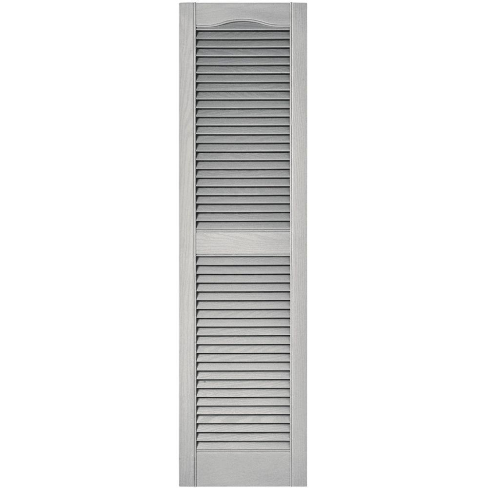 Builders Edge 15 in. x 55 in. Louvered Vinyl Exterior Shutters Pair in #030 Paintable