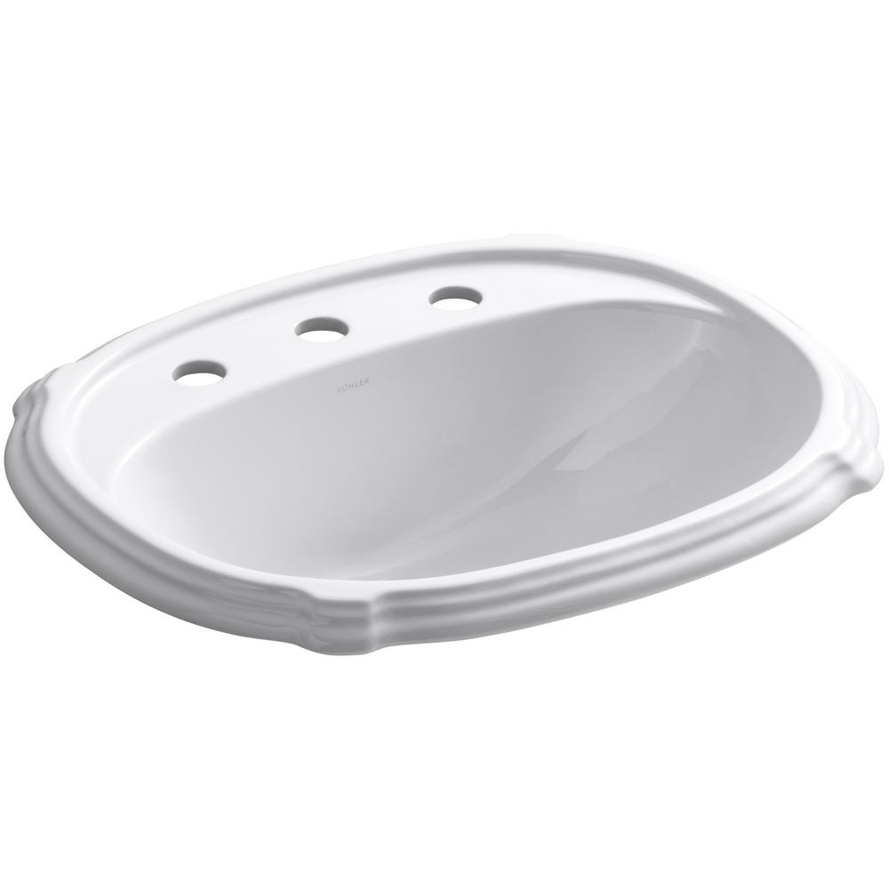 Kohler Portrait Ceramic Drop In Bathroom Sink In White With Overflow Drain