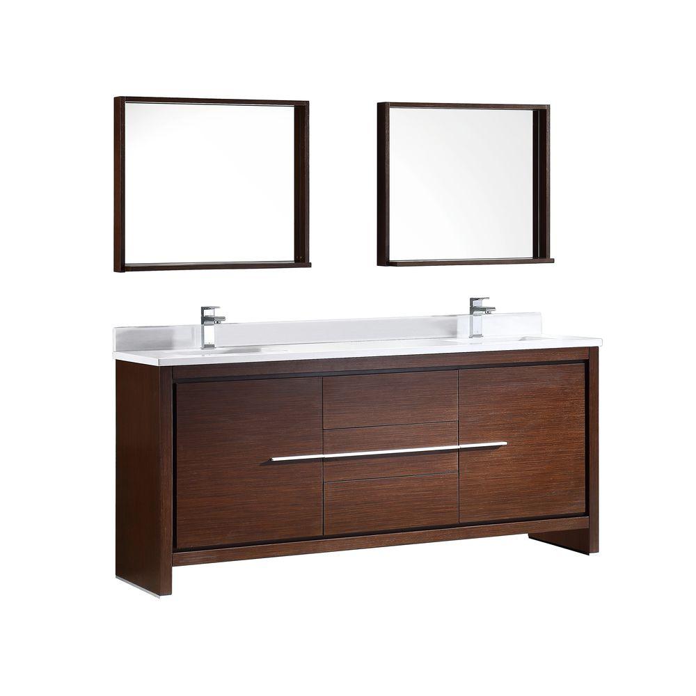 Fresca Allier 72 in Double Vanity in Wenge Brown with Glass Stone