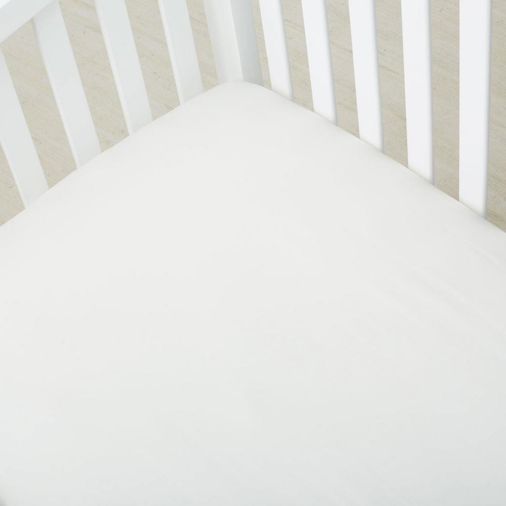 The Company Store Organic Ivory Solid 300 Thread Count Cotton Sateen 4 In Crib Sheet Eb92 C4 Ivory The Home Depot