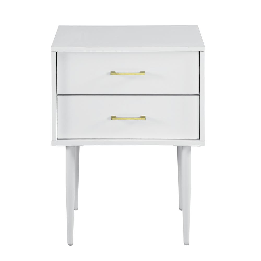Walker Edison Furniture Company 20 In White Olivia 2 Drawer Side Walker Edison Furniture Company 20 In White Olivia 2 Drawer Side Table