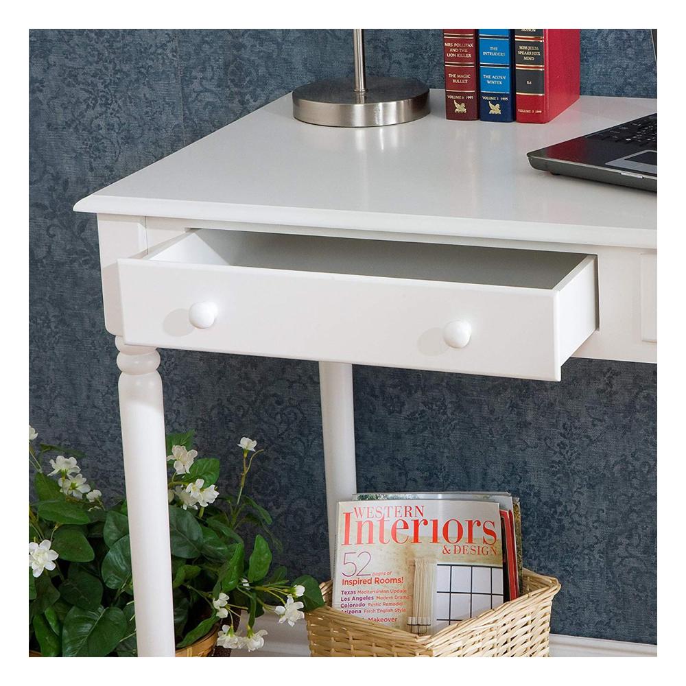 Unbranded 43 in. Rectangular White 2 Drawer Writing Desk with Storage