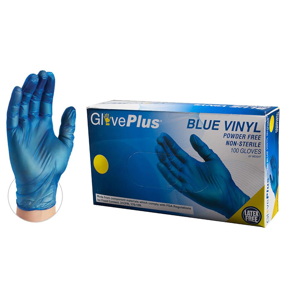 GlovePlus Blue Vinyl Industrial PowderFree Disposable Gloves (100