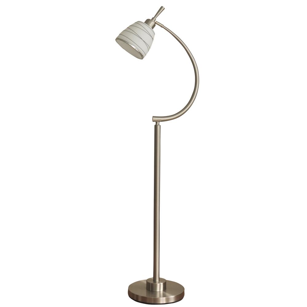 Stylecraft 59 In Brushed Steel Floor Lamp With Frosted Gl Brushed Steel Floor Lamp