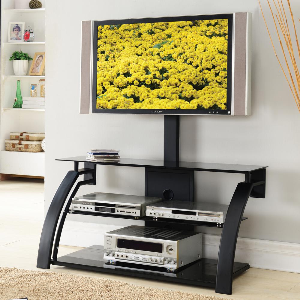 Home Source Industries Home Source Logan Plasma TV Stand With Mount And   Black Wood Home Source Industries Tv Stands Tv11266 W Mount 64 600 