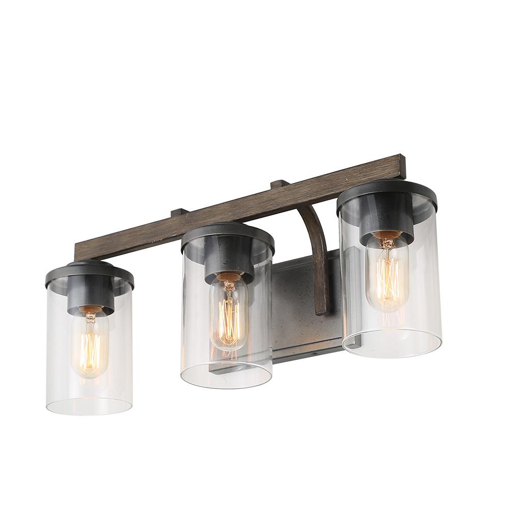 Lnc 3 Light Dark Brown Industrial Rustic Vanity Bathroom Sconce