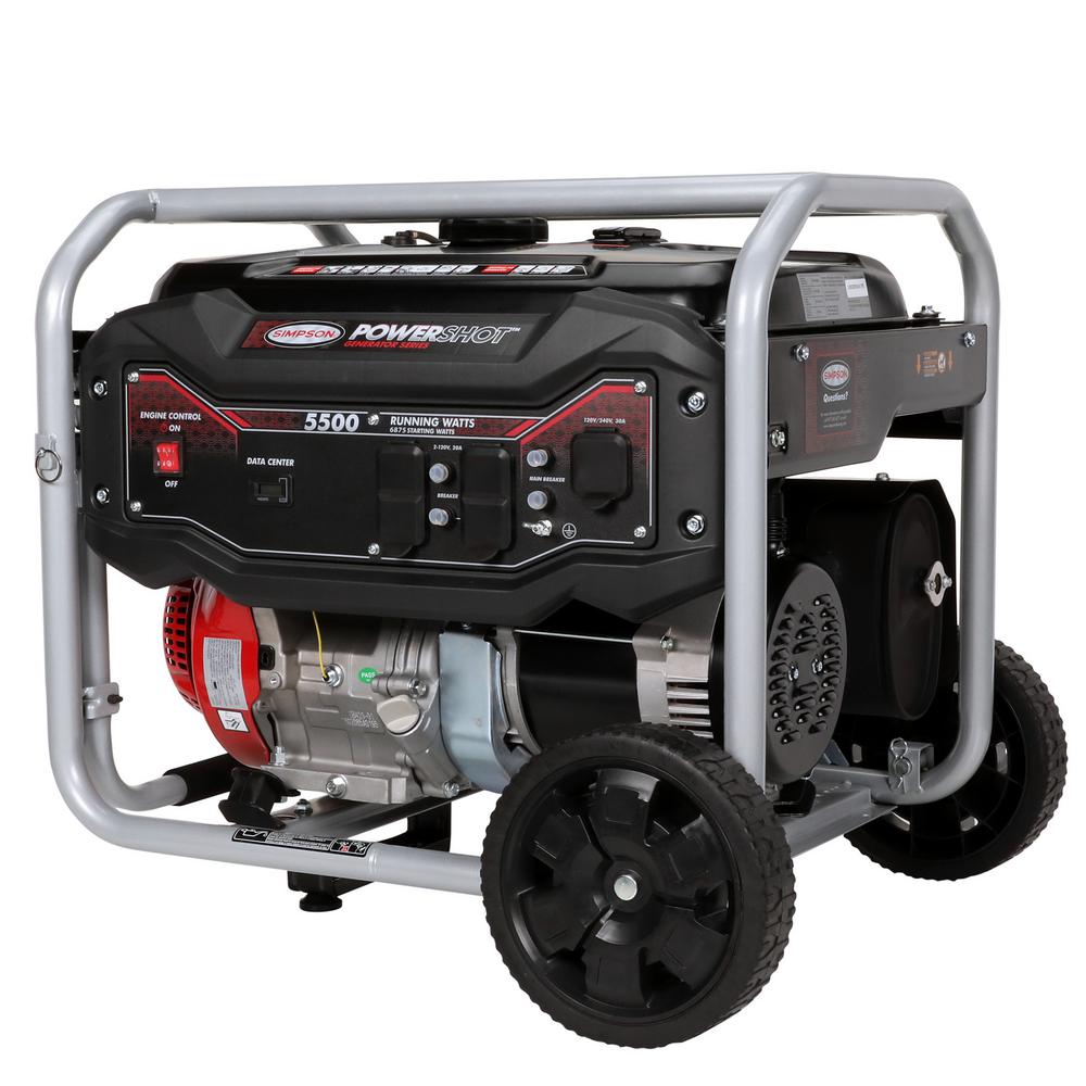Simpson Gas Portable Generator 3600 Watt Jobsite Recoil Start NoFlat