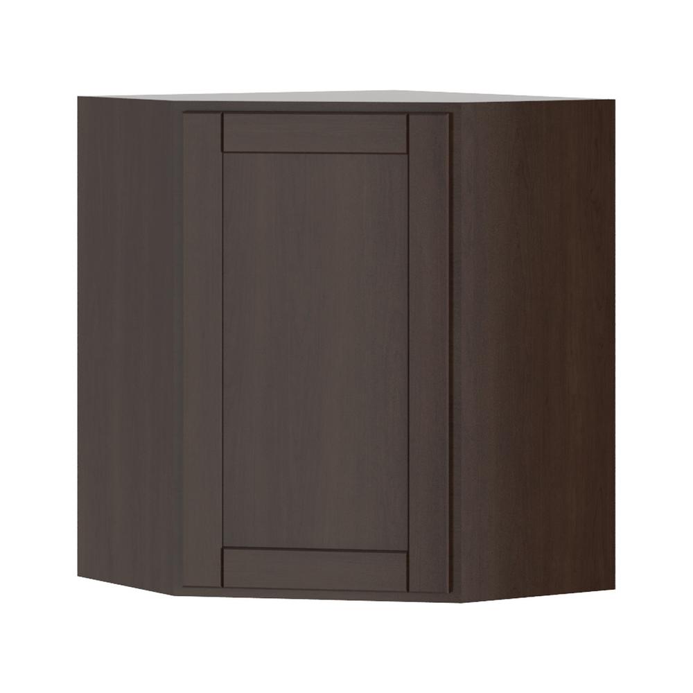 Hampton Bay Princeton Shaker Assembled 24x30x24 In Corner Wall Cabinet Espresso