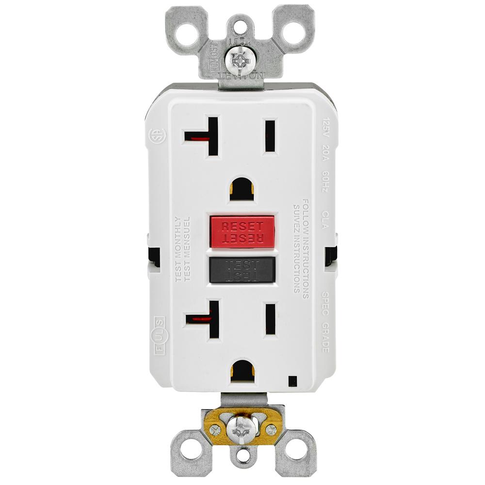 Leviton 20 Amp Self-Test SmartlockPro Slim Duplex GFCI ... 230 amp duplex outlet wiring diagram 