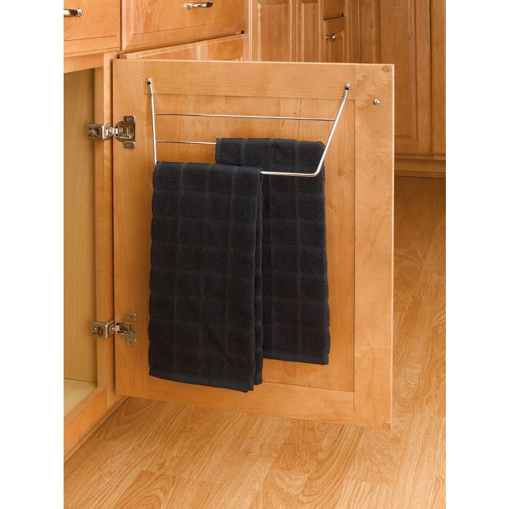 Details About Towel Holder Rack Chrome Inside Cabinet Door Mount Organizer Kitchen Sink Drying