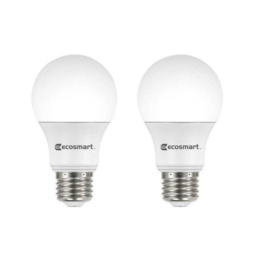 60-Watt Equivalent A19 Non-Dimmable CEC LED Light Bulb Soft White (2-Pack)