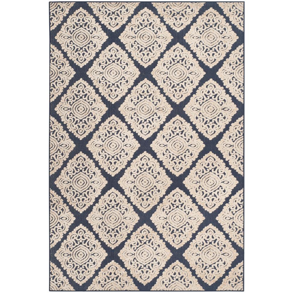 Safavieh Cottage Indoor Outdoor Navy Cream 7 Ft X 10 Area Rug