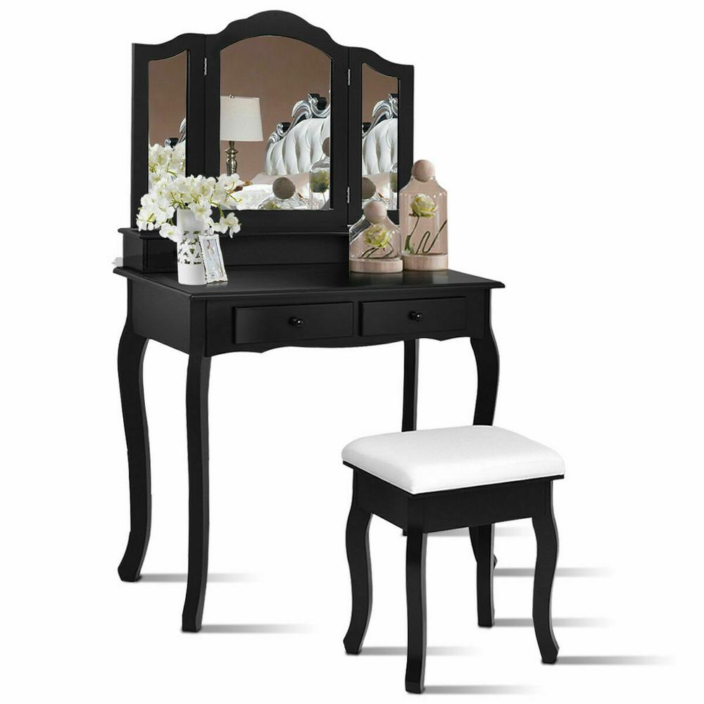 Black Makeup Vanities Bedroom Furniture The Home Depot