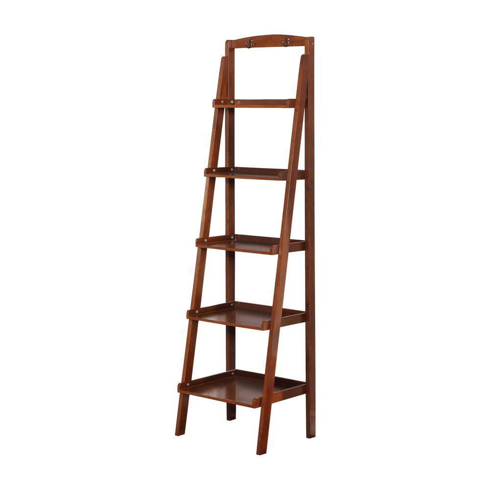 Furniture Of America 70 87 In Oak Wood 5 Shelf Ladder Bookcase