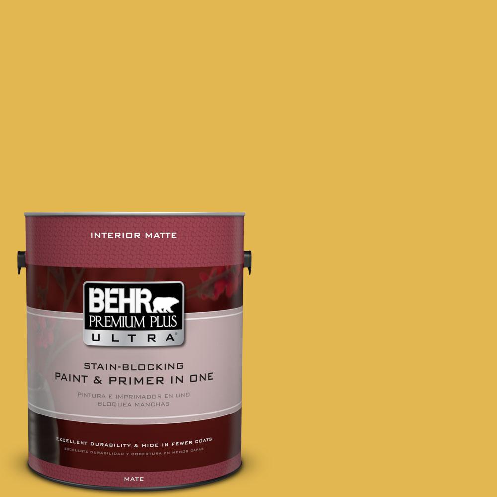 BEHR Premium Plus Ultra 1 gal. 360D6 Yellow Gold Flat/Matte Interior