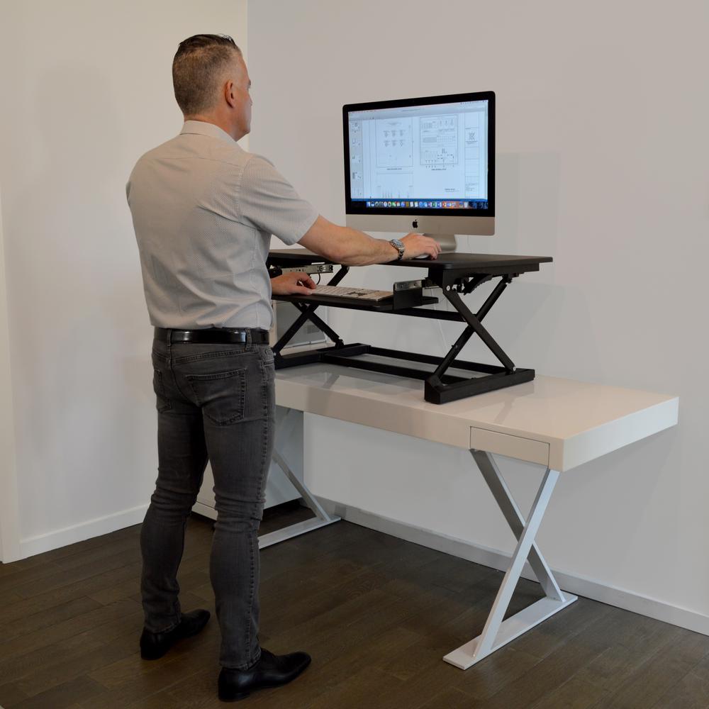 Standing Desk Wood Metal Desks Home Office Furniture The Desk Top Black Adjule Sit To Stand