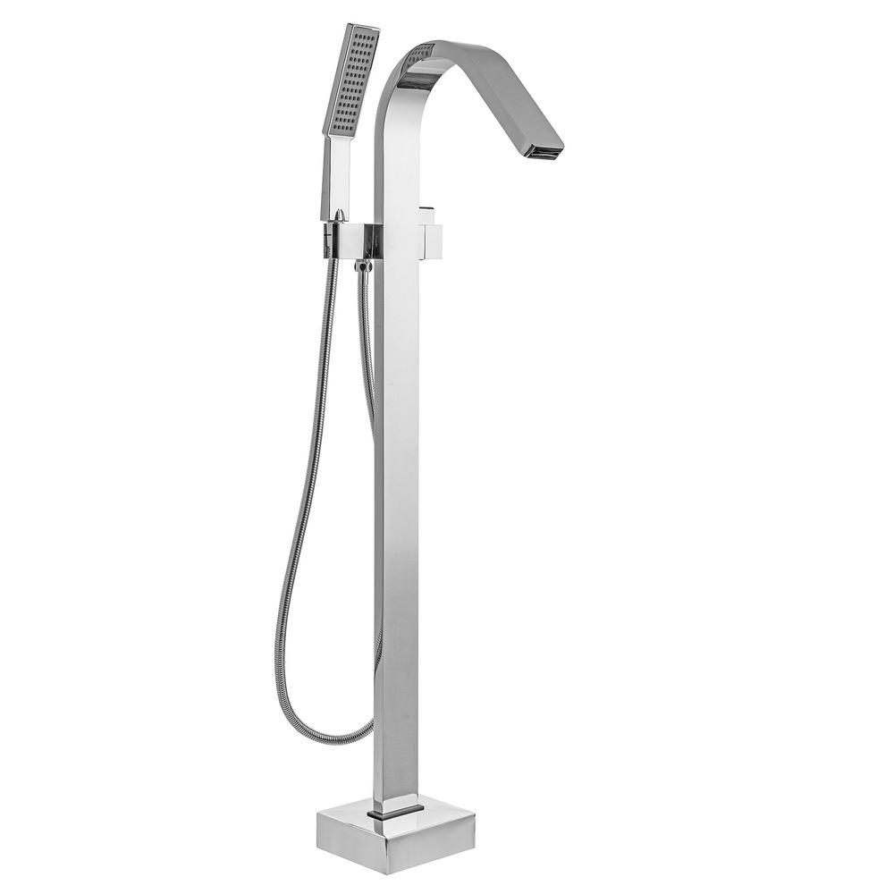 Akdy 1 Handle Freestanding Floor Mount Roman Tub Faucet Bathtub Filler With Waterfall Style And