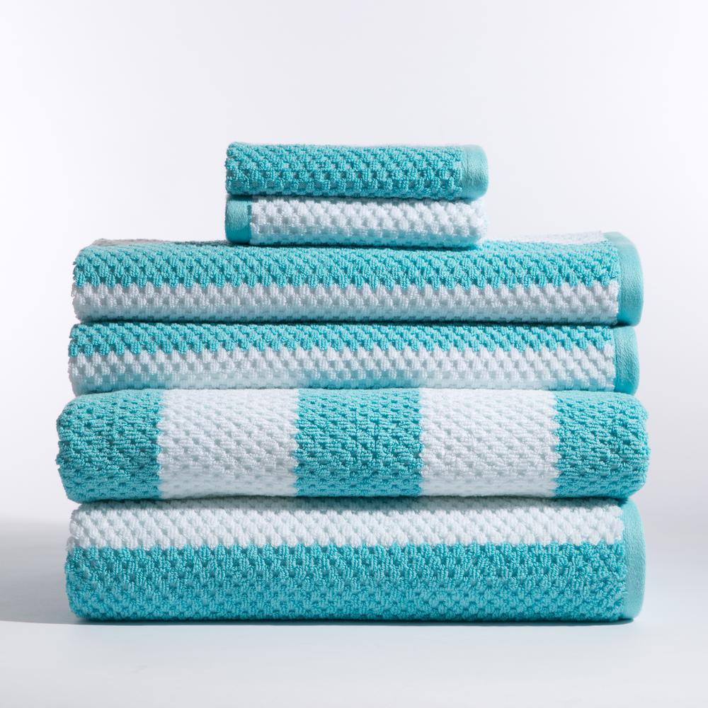 Caro Home Stripes 6Piece Bath Towel in Rugby Turq Caro Home Stripes 6Piece Bath Towel in Rugby Turq