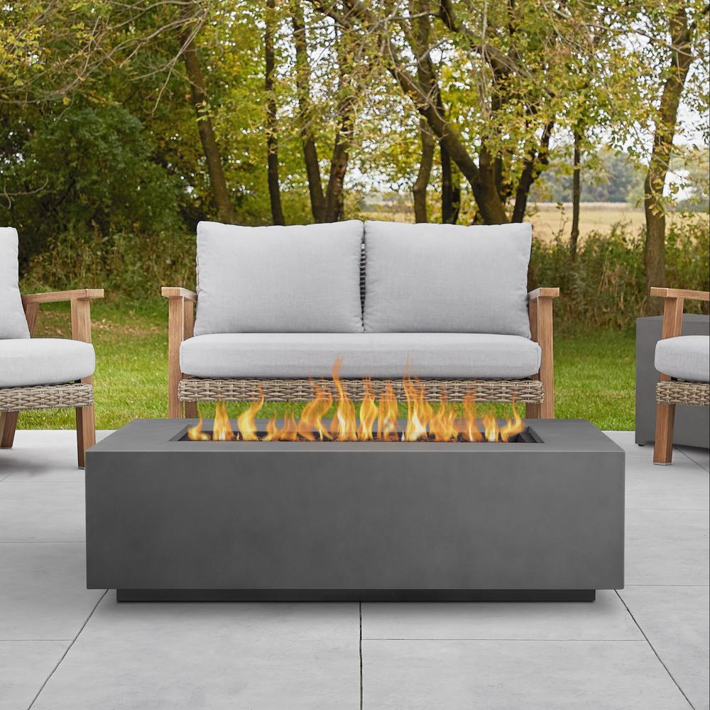 Aegean Rectangle Fire Table with Natural Gas Conversion Weather Slate - Real Flame