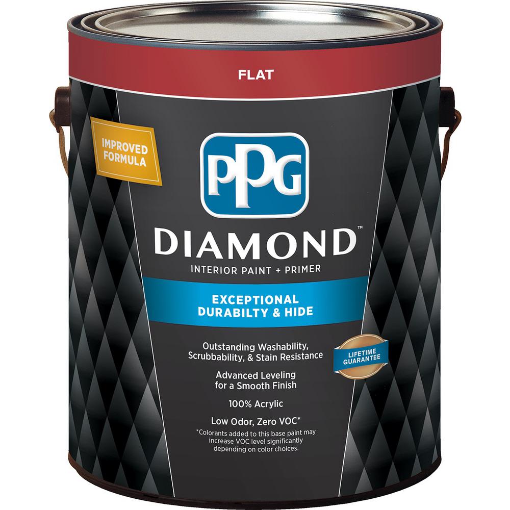 PPG Diamond 1 gal. Pure White Base 1 Flat Interior Paint with Primer