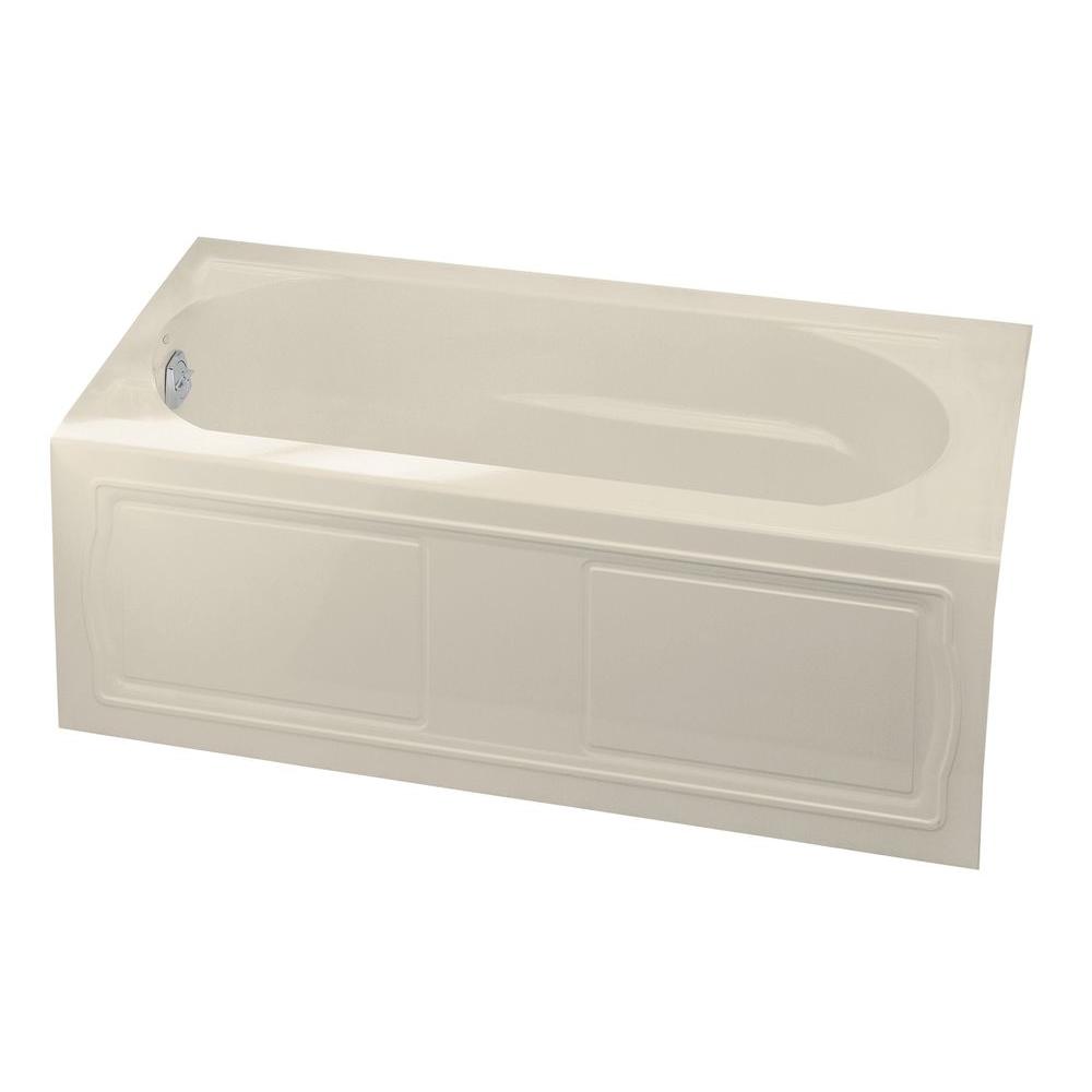 Kohler Devonshire 5 Ft Acrylic Left Hand Drain With Integral Tile Flange Farmhouse Rectangular Alcove Bathtub In Almond