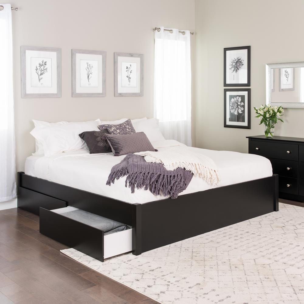 King Black Beds Bedroom Furniture The Home Depot