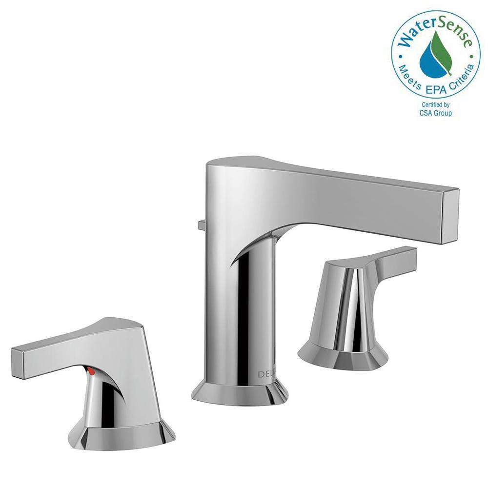 Delta Trinsic 8 In Widespread 2 Handle Bathroom Faucet With Metal Drain Assembly In Chrome 3559 8069