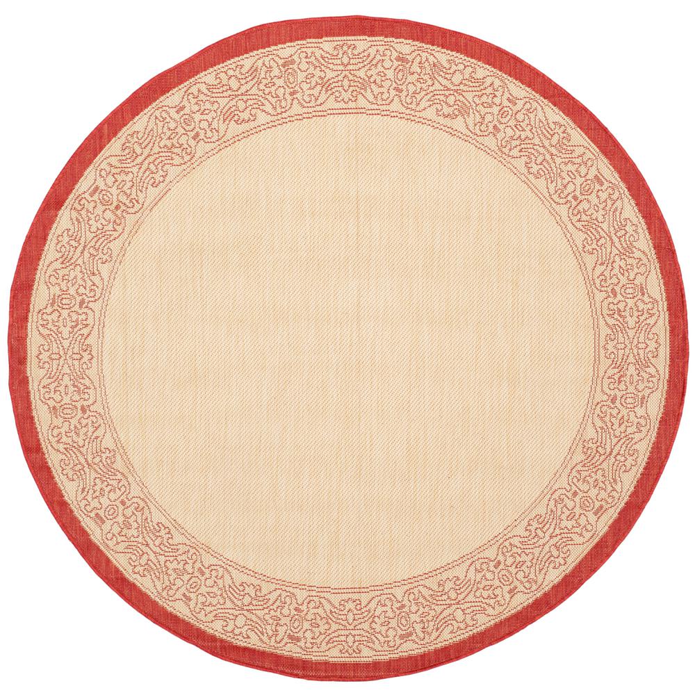 Safavieh Courtyard Natural/Red 8 ft. x 8 ft. Indoor/Outdoor Round Area